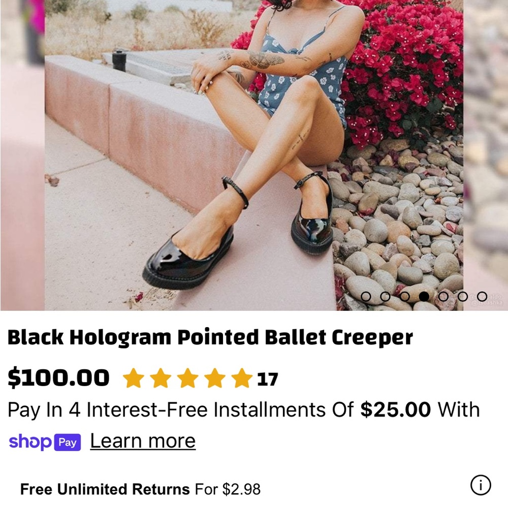 Black Hologram Pointed Ballet Creeper